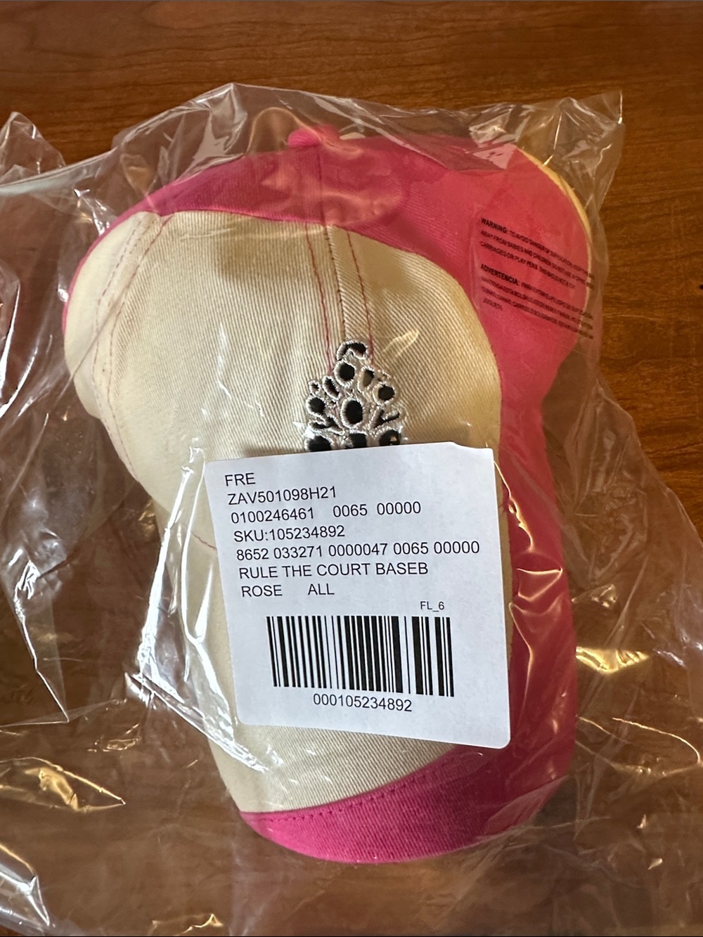 FP Movement Pink & Cream Rule The Court Baseball Cap with FP logo NWT - Picture 6 of 11